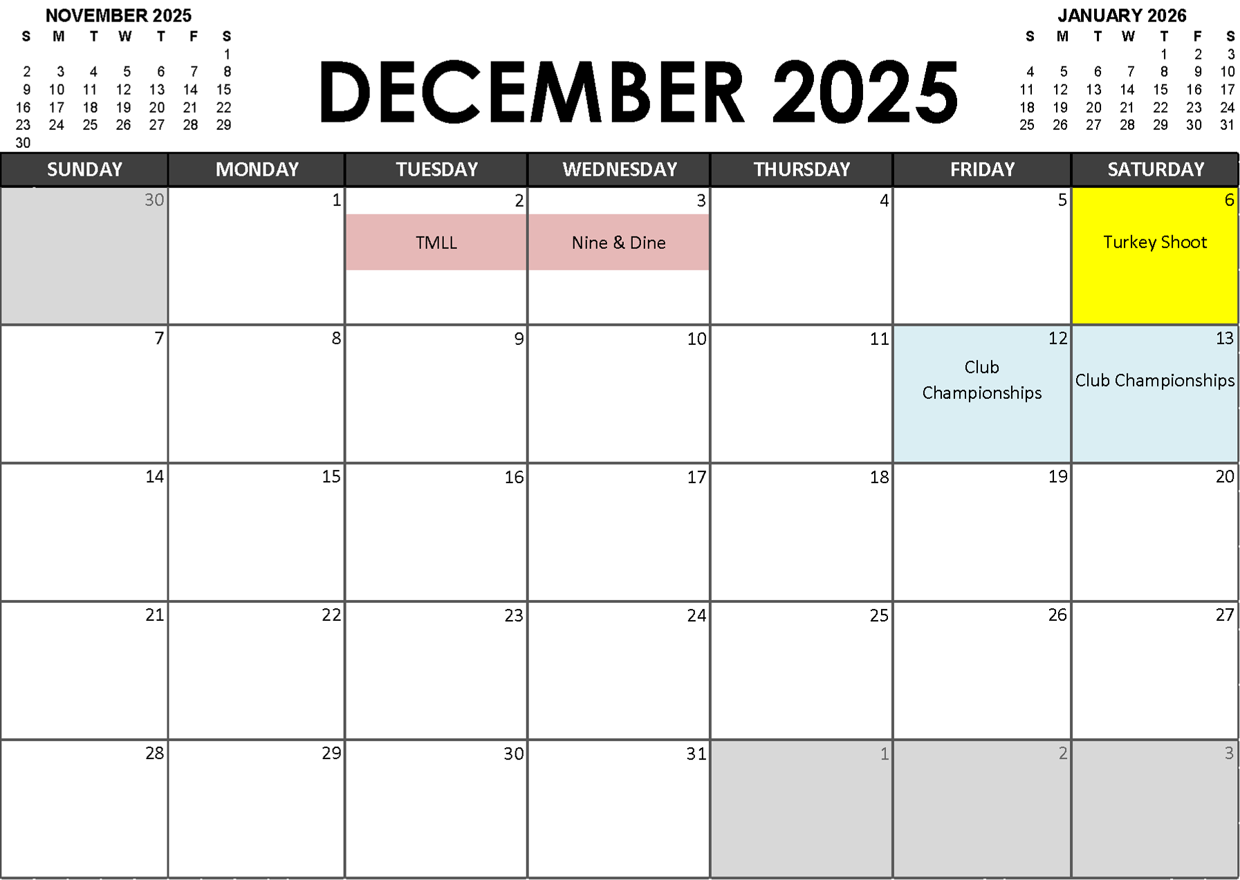 December 2025 Calendar